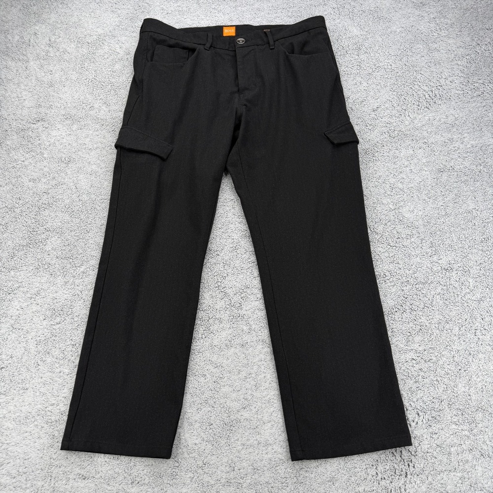 Hugo Boss Cargo Pants Mens 34 Black Slim Fit Orange Label Button Fly Trousers